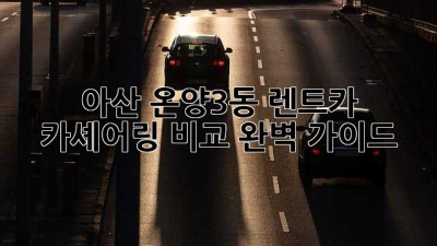 아산 온양3동 렌트카, 카셰어링 비교 완벽 가이드!